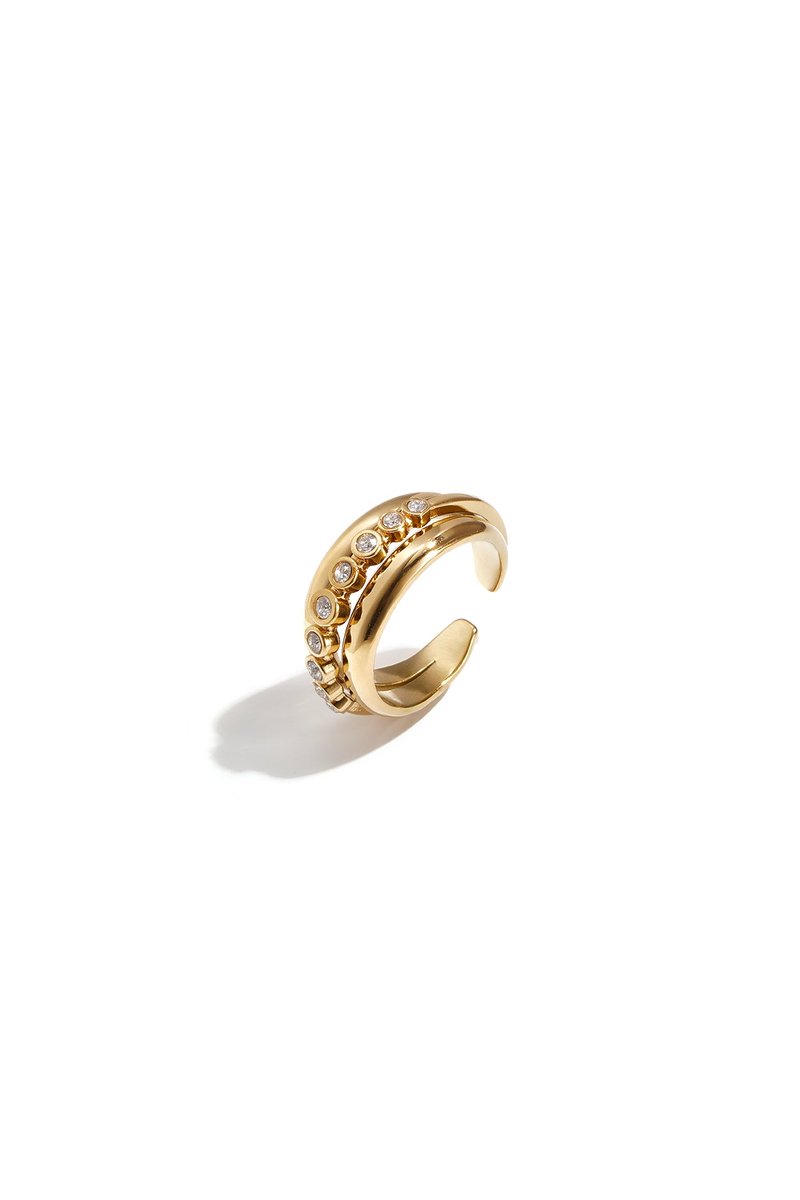 Elise - Minimalistische Ring - Strass - Stainless Steel - - Zilver