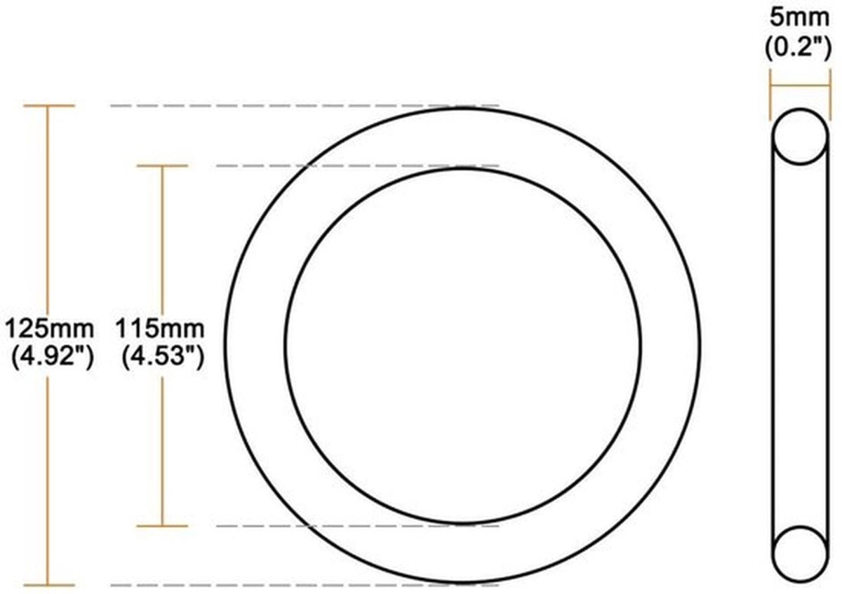 O-ring 125 mm buitendiameter - Nitrilrubber - Afdichtingsset - Sluitringen - Afstandhouder - Flexibel en duurzaam - Afdichtring