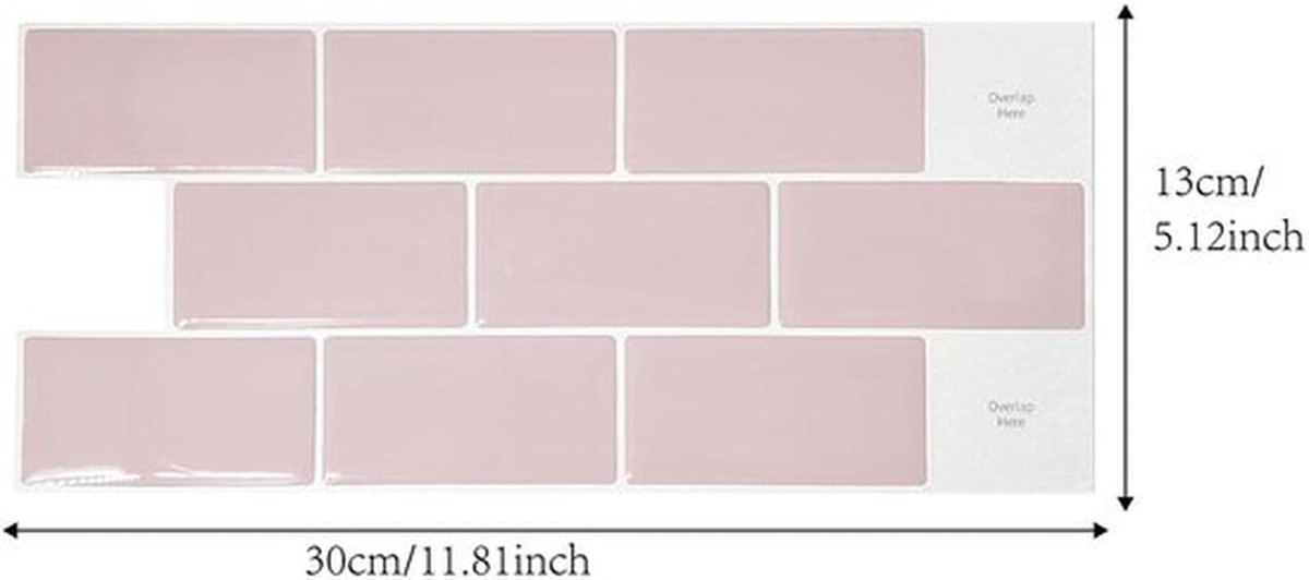 Wandtegel 3D Vinyl - Zelfklevend - Waterdicht - Voor Keuken/Badkamer - 30x13CM - 10 Stuks - Muursticker
