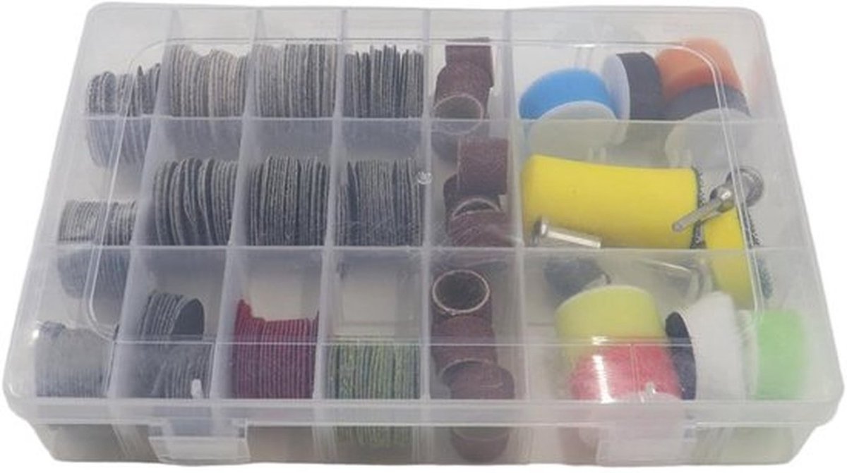 Schuurschijven Set 268 Stuks - 25 mm Schijfdiameter - Korrel 12-10.000 - Polijstpapier - Klittenbandsysteem - Kunststof Koffer - Schuurpapier