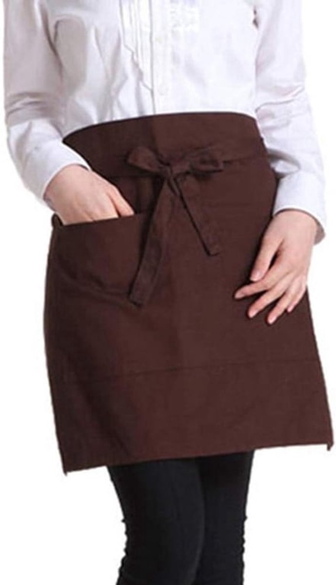 Katoenen korte schort met zakken - Taille halve schort voor keuken en restaurant - Unisex server schorten.