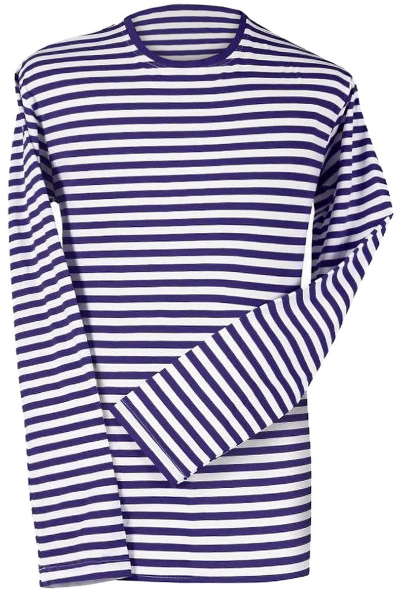 Heren Gestreept Shirt Lange Mouwen Blauw-Wit – Geschikt Voor Dagelijks Gebruik