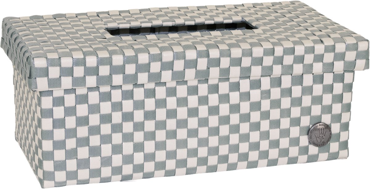 Tissuehouder - Tissuebox - Tissuedoos - Zakdoekdoos - Met deksel - Handed By - lichtgroen & beige/ecru eucalyptus with champagne pattern