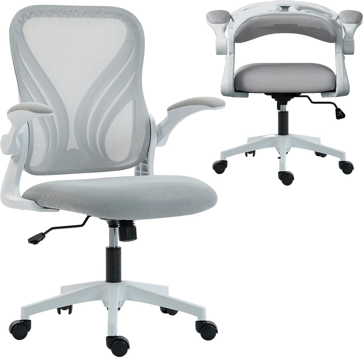 HOMCOM-bureaustoel - mesh (100% polyester) - 73x62x111cm - lichtgrijs