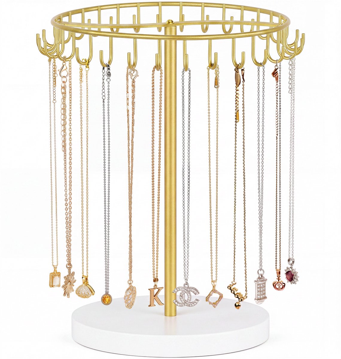 YONO Sieradenhouder voor Kettingen - Sieradenrekje met Haken - Kettinghouder en Sieraden Organizer - Juwelenhouder - Goud/Wit