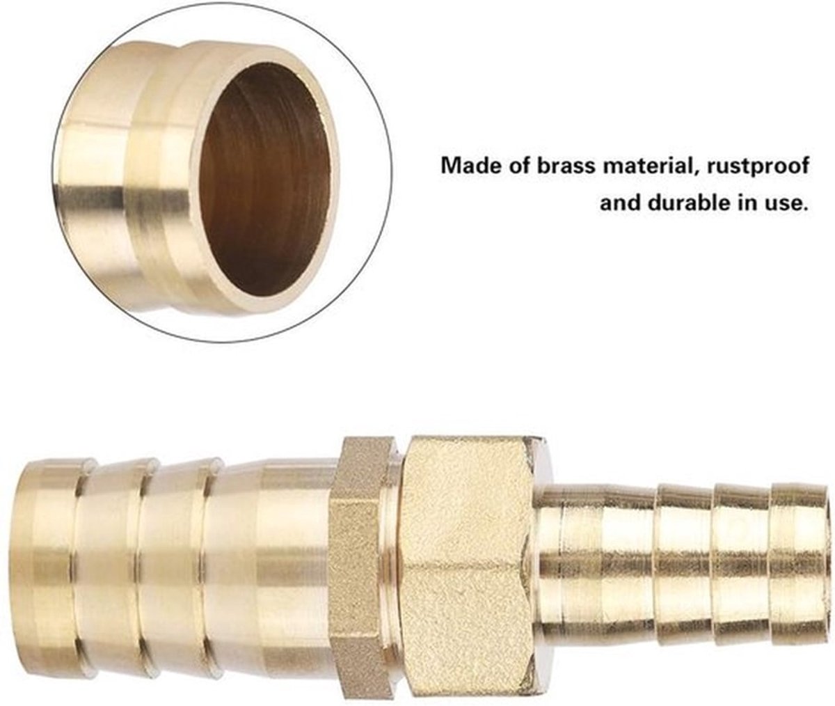 Messing Barbed Reducing Bushing - Pijp Fitting Connector Adapter - 14-19 mm - Hoge Drukbestendigheid - Betrouwbare Verbinding - Geschikt...