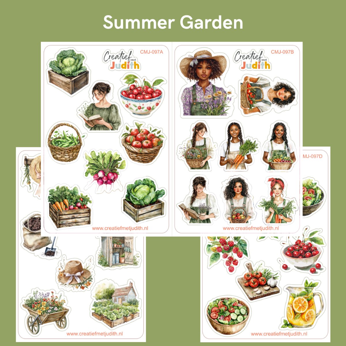 Bullet Journal Stickers - Planner Agenda Stickers - Summer garden stickers - 4 stickervellen - Scrapbook stickers - Deco stickers - Tuinieren stickers - volwassenen en kinderen