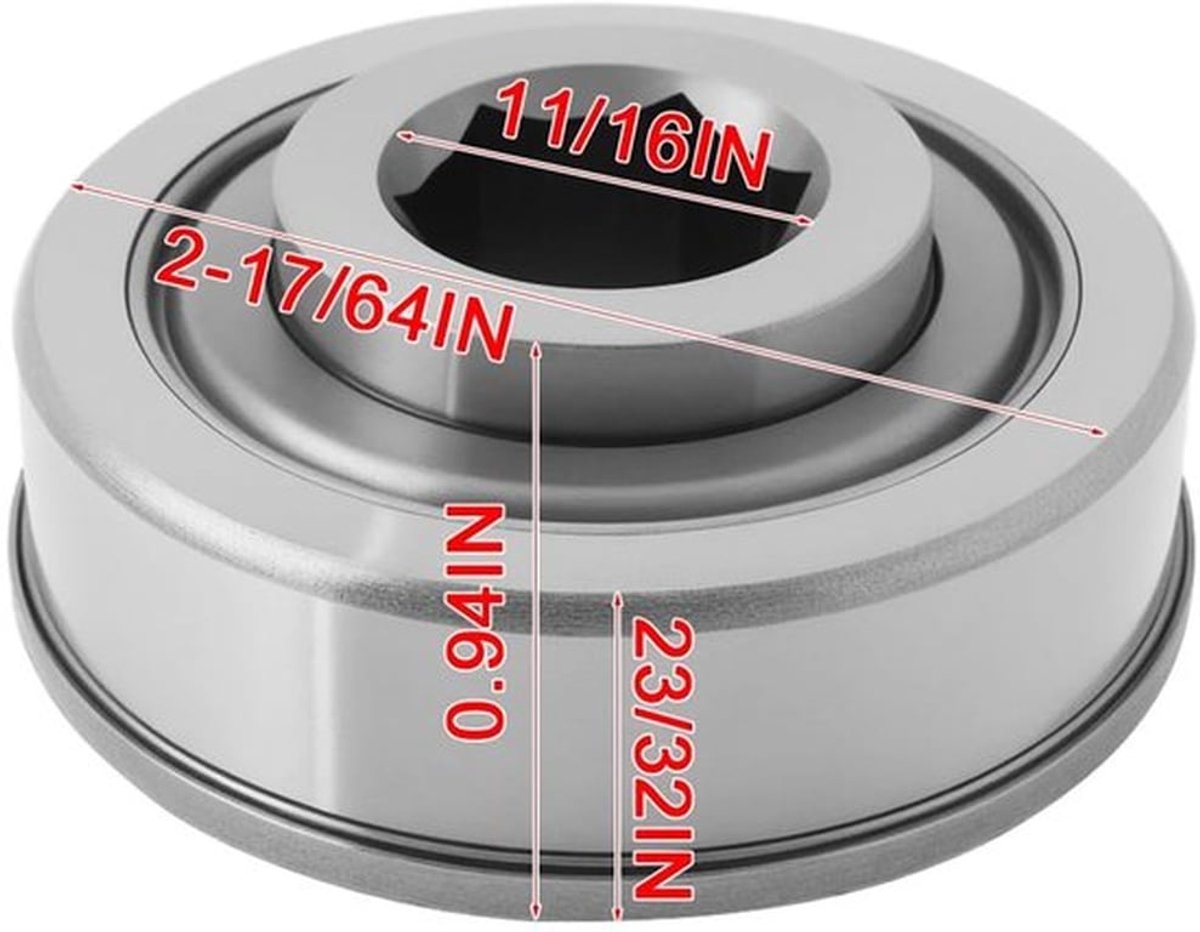Transportbandlager F205KRR1116-HX - Boring HEX - Flenslager - Chrome Staal - Binnendiameter 11/16" - Buitenringbreedte 23/32 - Lager