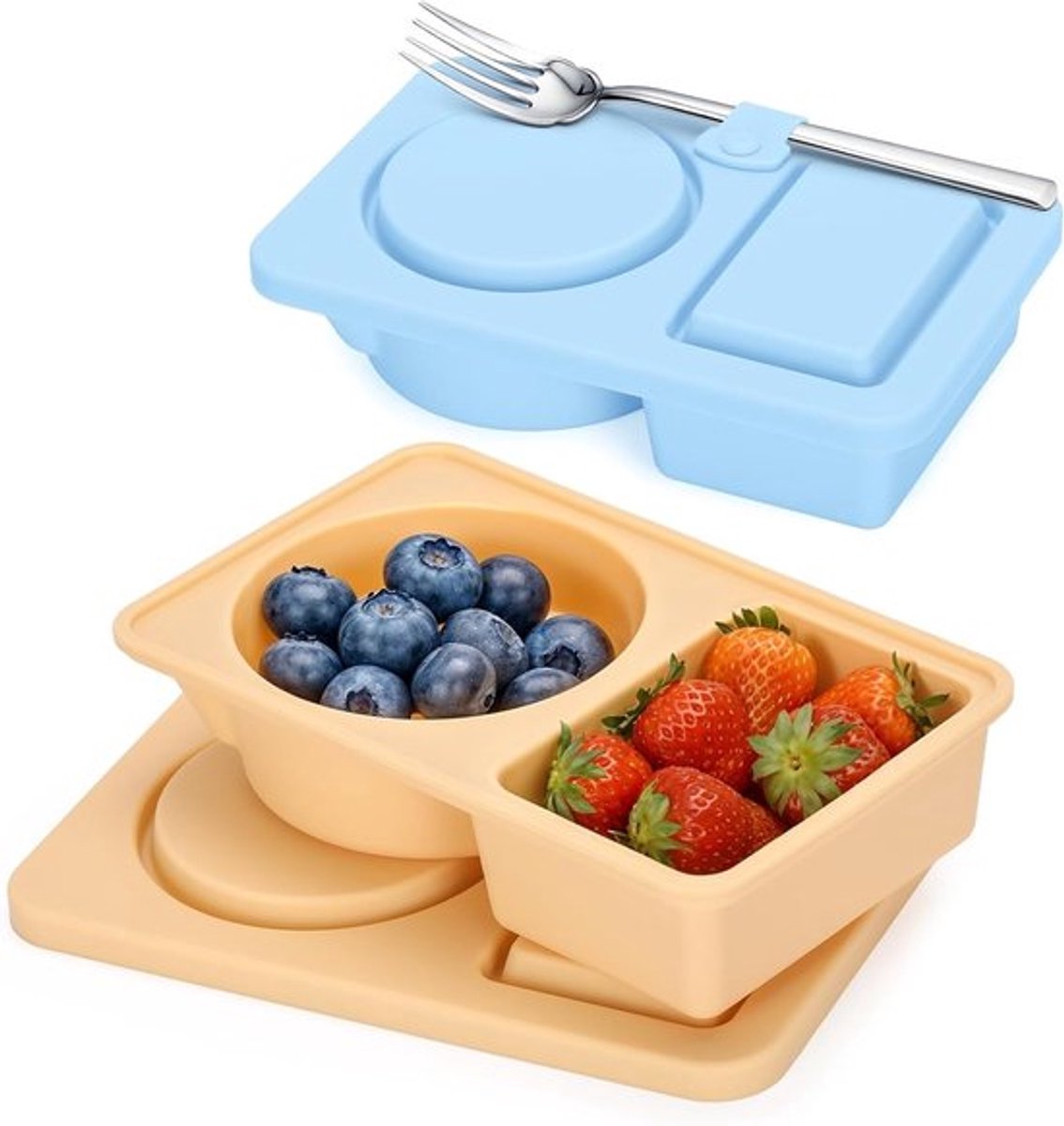 Herbruikbare Snackdoos met Compartimenten, 2 Stuks, Ideaal voor Kinderen, Lunchbox met Deksel, Perfect voor Tussendoortjes en Maaltijden