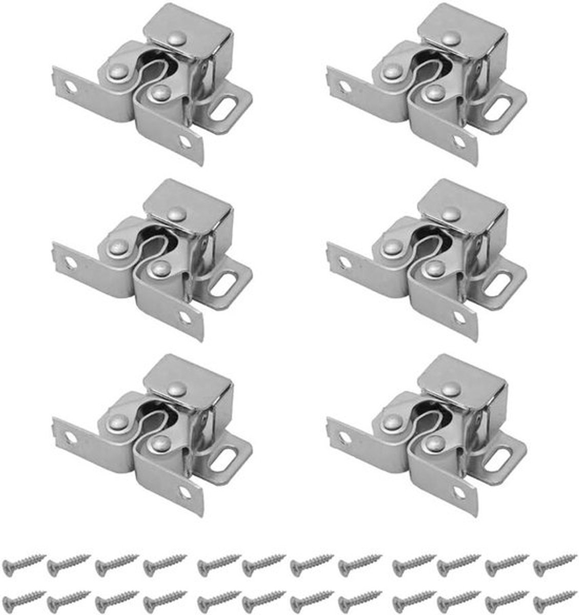 Deurstopper Magnetische Zuig Kastdeur Sluiting - Slot - 6 stuks - Garderobekastdeur - Kraal - Druk Clip - Geschikt voor Deuren - Zilverkleurig