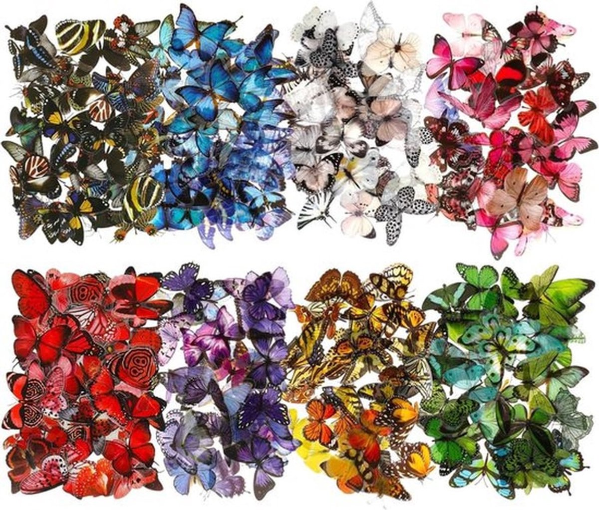240 Stuks Kleurige Vlinders Scrapbooking Stickers, Transparante Waterdichte PET Stickers voor DIY Decoratie, Fotoalbums en Creatieve Projecten