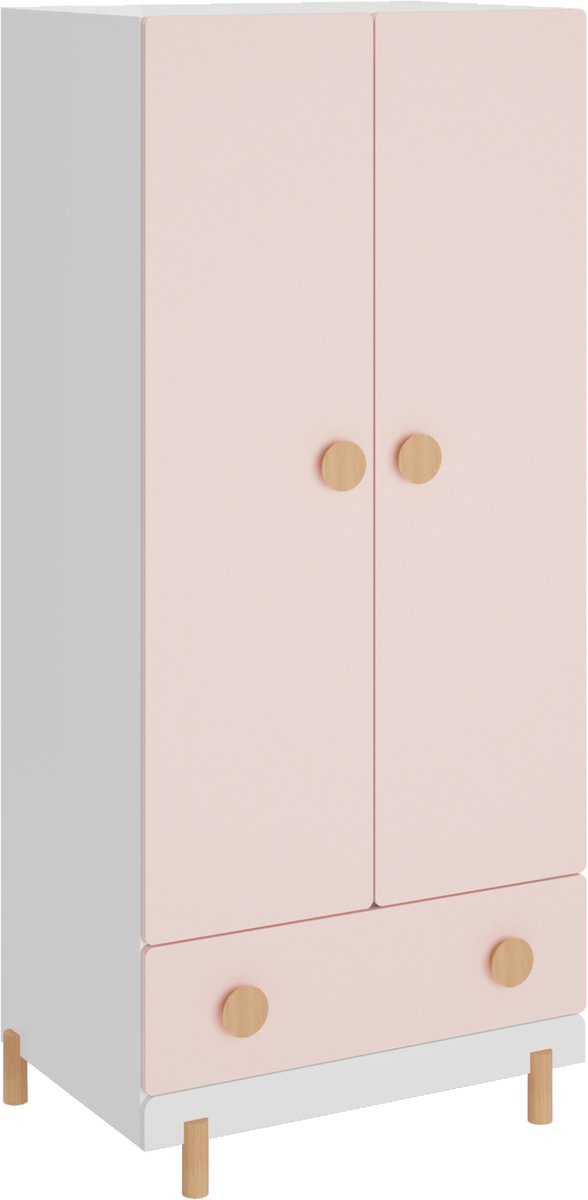 Kinderkledingkast Vaarentaa met lade 126x60x41 cm roze [en.casa]