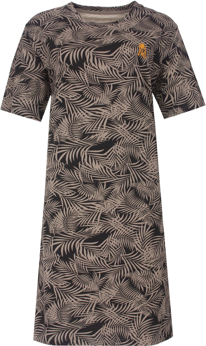 Medaillon Dames Nachthemd - Korte Mouwen - Bruin - Maat 3XL