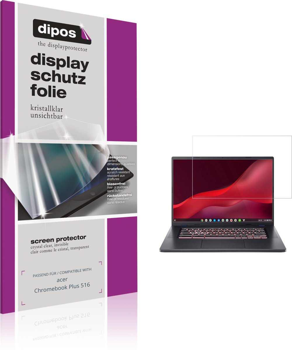 dipos – 2x Beschermfolie geschikt voor acer Chromebook Plus 516 | Krasbestendige & heldere Screenprotector Ultra-Thin