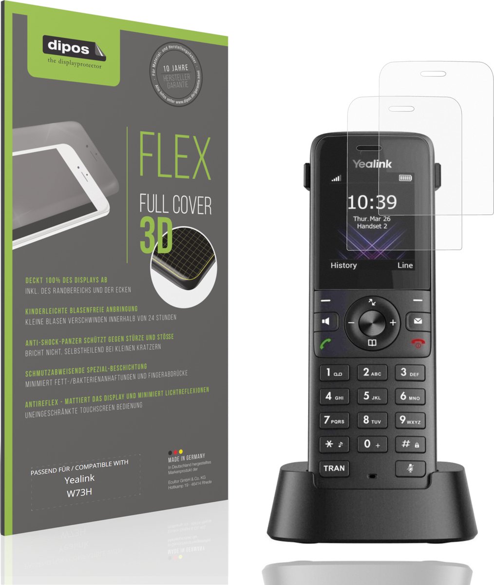 dipos FLEX – 2x Matte Screenprotector geschikt voor Yealink W73H | Volledige Schermbescherming | Case-Friendly