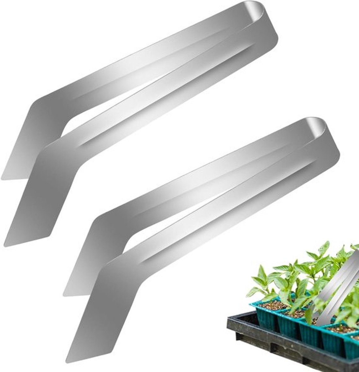 Transplantatangen voor Zaailingen - Roestvrijstalen Tuinplanten Tangen voor het Verplanten - Verminder Wortelschade bij het Verplanten van Planten en Zaailingen