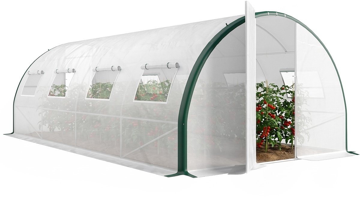 Outsunny Tunnelkas - PE - 600x300x200cm - Wit