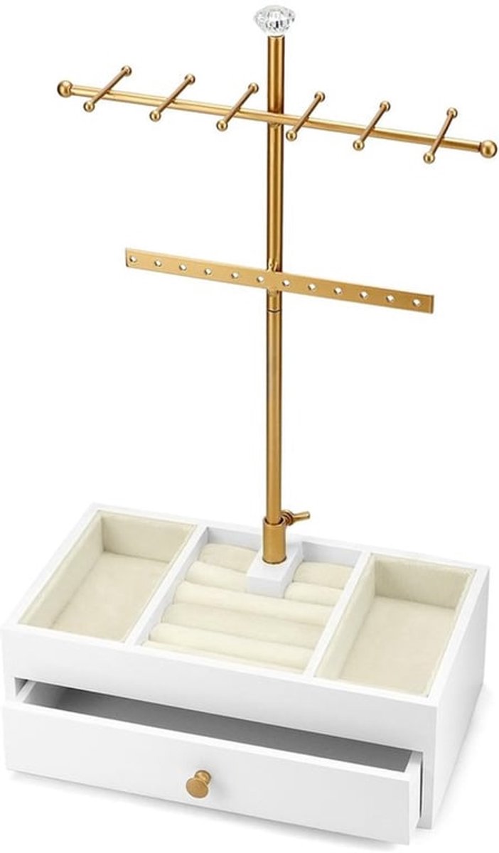 Sieradenorganiser Praktisch ontwerp - Sieradendoos - Sieradenhouder - Sieradenstandaard voor kettingen - Extra opbergruimte - Hoogwaardige materialen