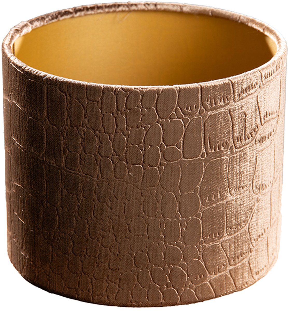 Qazqa klassiek Lampenkap - Cilinder Velours - bruin, rond, supports-e27, diameter 18 centimeter