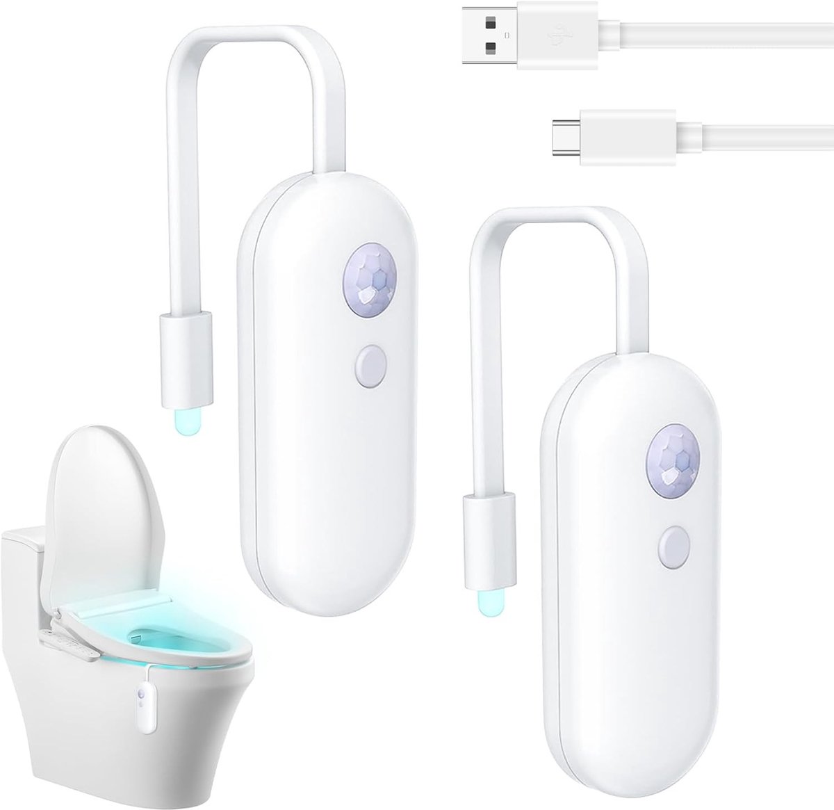 Toilet Nachtlampje met Bewegingssensor - Multicolor - Eenvoudige Installatie - Oplaadbaar en Waterdicht - Voor Badkamer en Toilet
