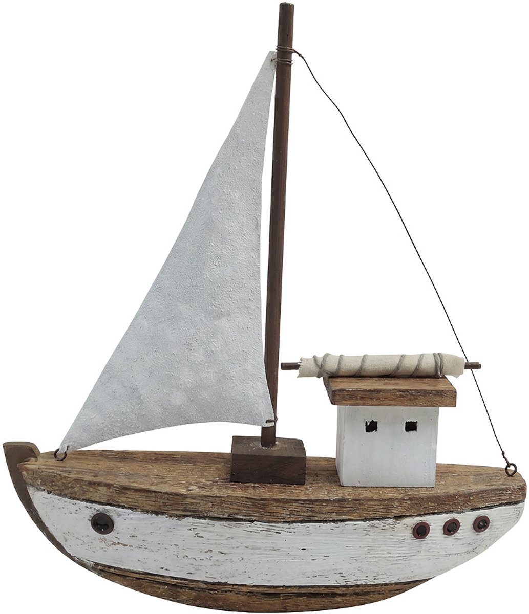 Clayre & Eef Decoratie Model Boot Wit Hout