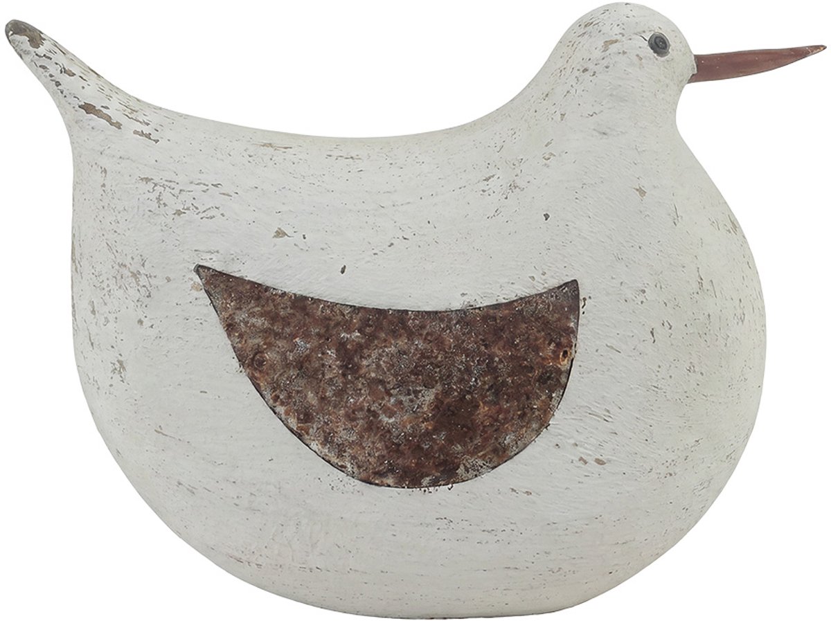 Clayre & Eef Decoratie Beeld Vogel Wit Hout