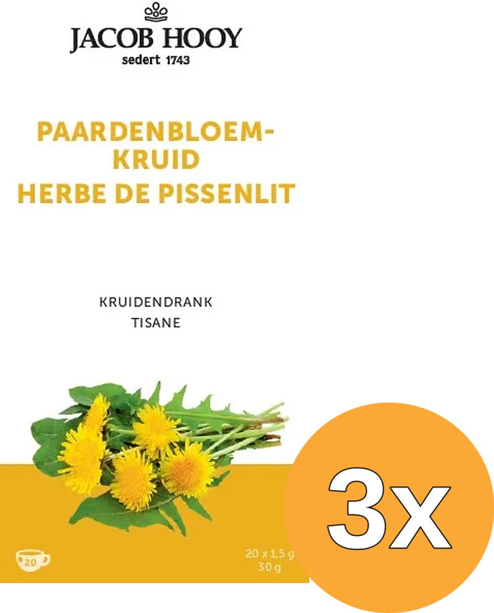 3x Jacob Hooy Paardenbloem (20 zakjes)