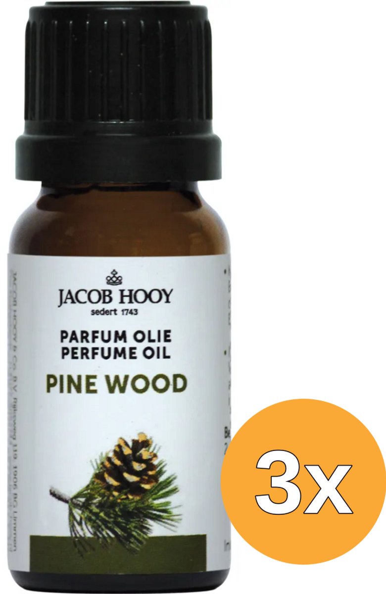 3x Jacob Hooy Parfum olie Den Pine Wood (10 ml)
