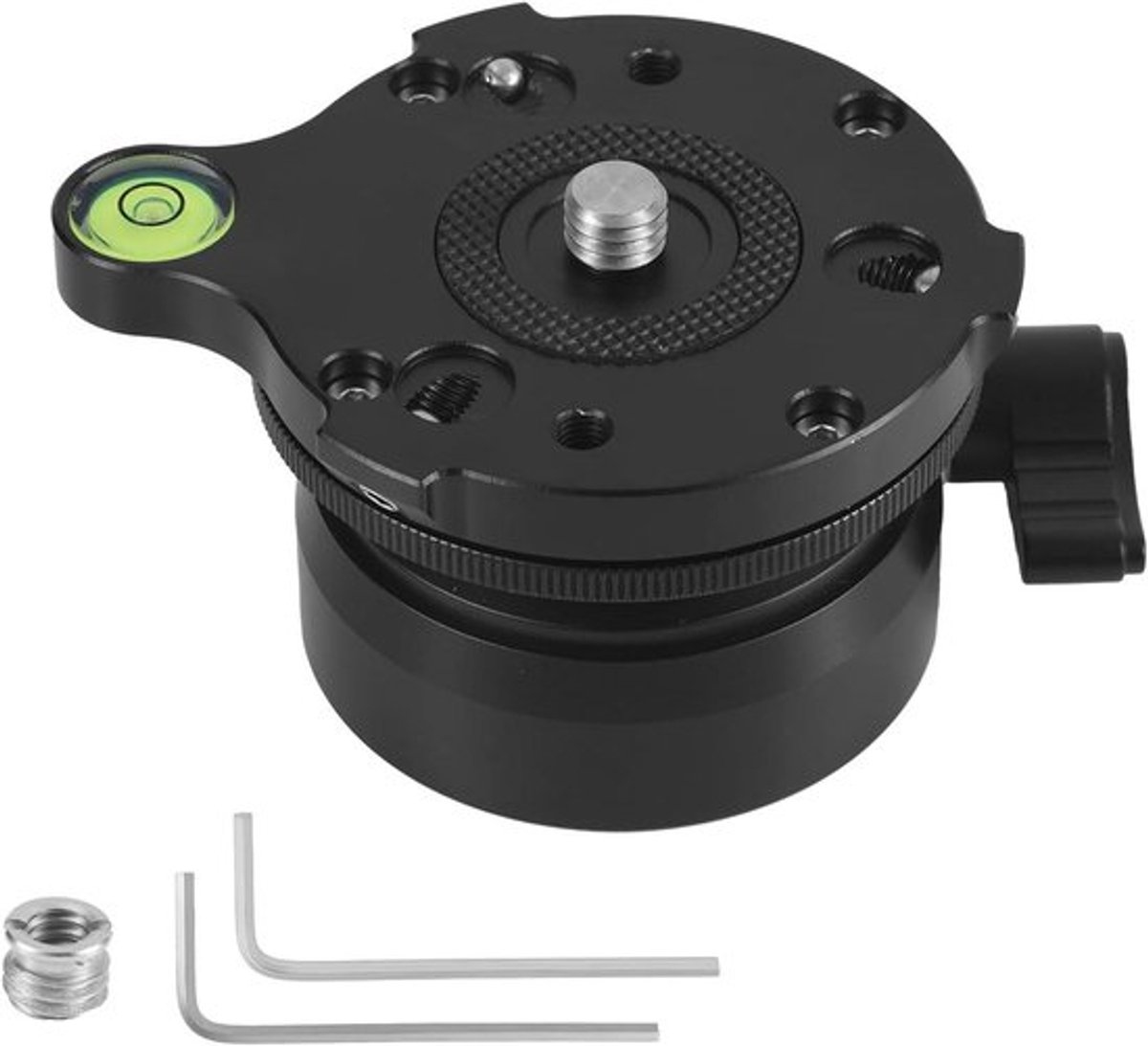 Nivelleringsbasis voor Statief met Kantelverstelling en Waterpas - Aluminium - Geschikt voor DSLR en Videocamera - Voor Slimme Telescopen