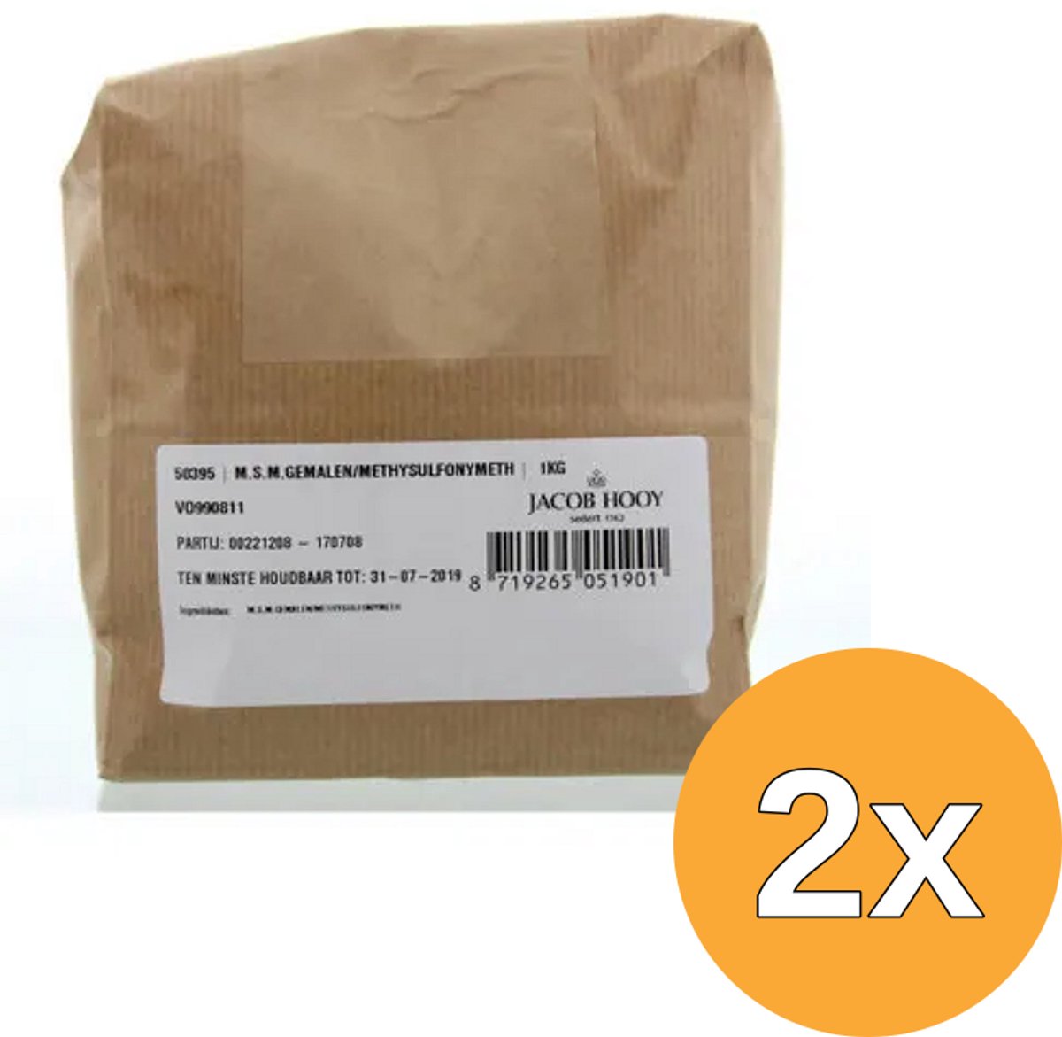 2x Jacob Hooy Msm Gemalen Methylsulfonylmethaan (1000 gr)
