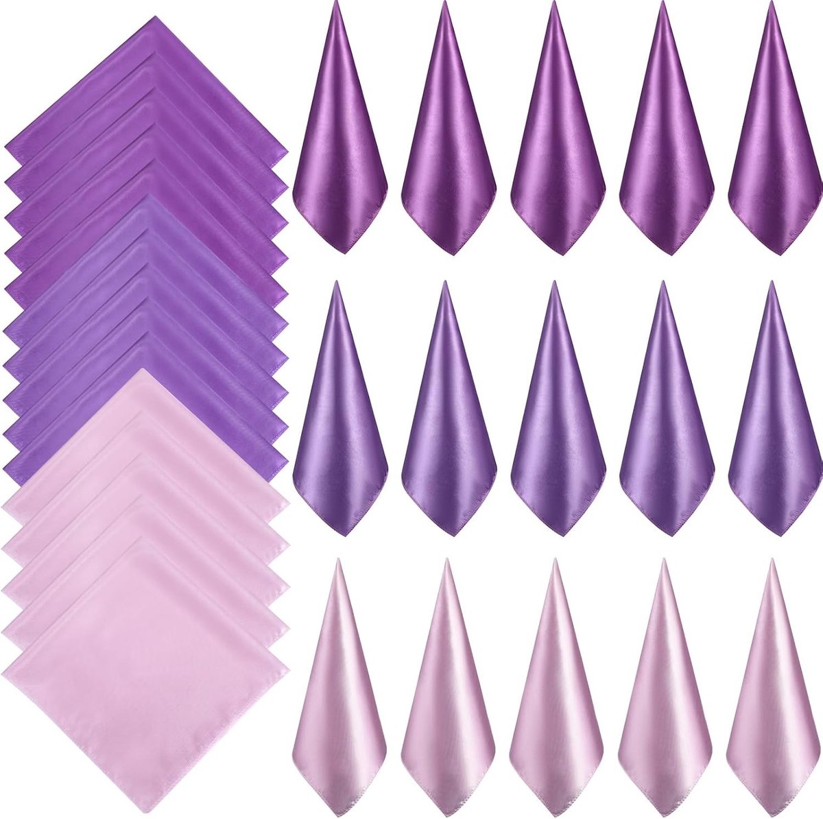 Set van 15 Vrouwen Sjaals met Vierkante Hals, Effen Satijnen Neckerchiefs en Haarbandana's voor Diverse Stijlen