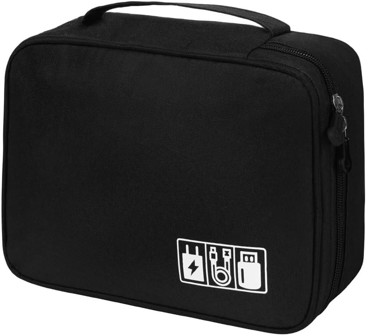 Draagbare Kabel Organizer voor Elektronica, Ruime Reisaccessoire voor iPad, Oplaadkabels en Powerbanks, Zwart