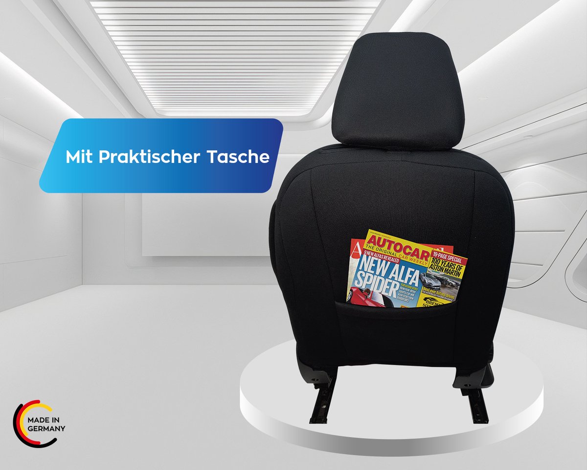 Autostoelhoezen voor BMW X6 BJ vanaf 2019 – Stoelhoezen voor bestuurder en passagier in Zwart/Blauw