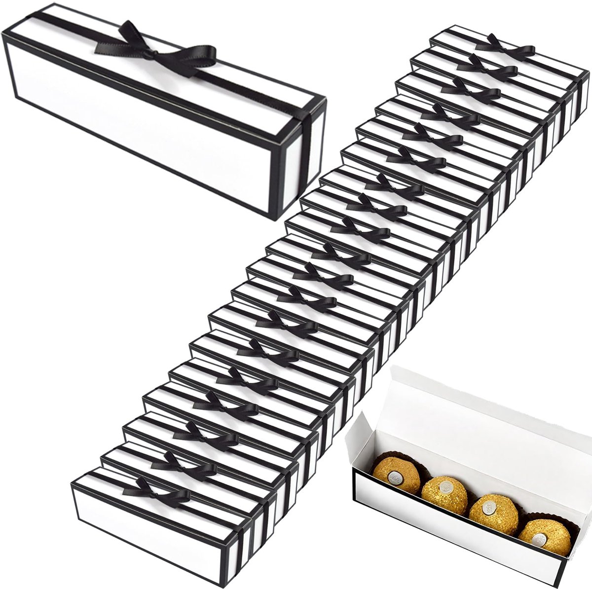 Geschenkdoos 20 Stuks - Wit met Strik - Decoratieve Deksel - Perfect voor Verjaardag - SnelShoppen