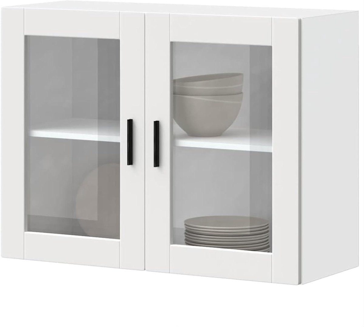 Keukenkast met glazen deur - Wandkast keuken - Keuken organiseren - Gladde afwerking - 80 x 31 x 60 cm