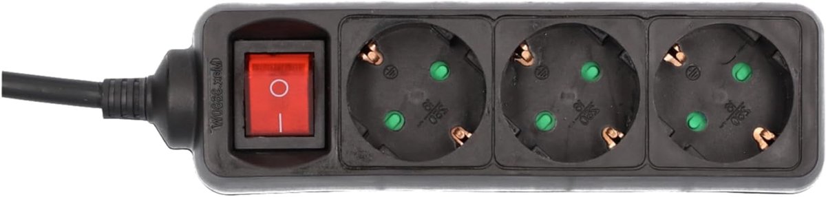 Stopcontactblok - Stroomverdeler - Apparaten Aansluiten - Draaibare Contacten - 3 Meter Kabel - Zwart