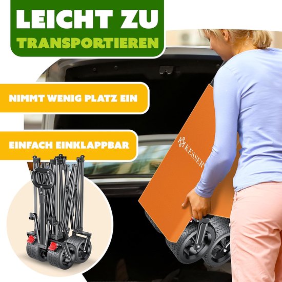 Bolderkar met 300 liter opbergruimte, opvouwbaar, 200 kg draagkracht, extra brede 360° wielen en parkeerrem van Bolderkar — afbeelding 3