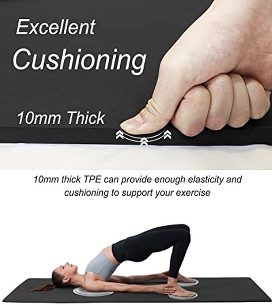 Yoga Mat Antislip 195x90cm 10mm Dikke TPE Fitnessmat XL voor Gymnastiek en Thuisoefeningen — afbeelding 5