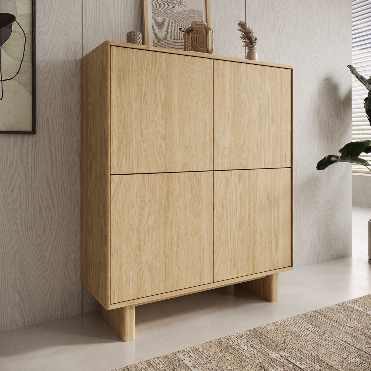 Meubella - Navello - Dressoir - Licht eikenpatroon - 104x38x124 cm