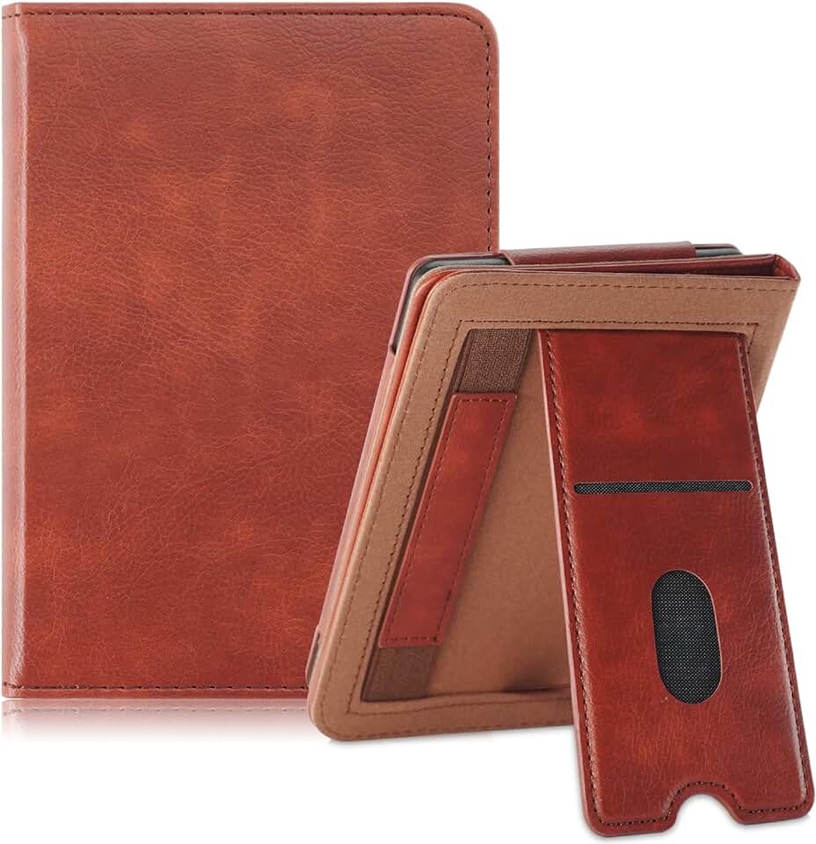 Compatibel met Tolino Shine Color/Shine 5(2024)/Shine 4(2022) & Kobo Clara Colour/Clara BW(2024)/Clara 2E(2022) e-reader, beschermhoes met standaard met polsband, bruin