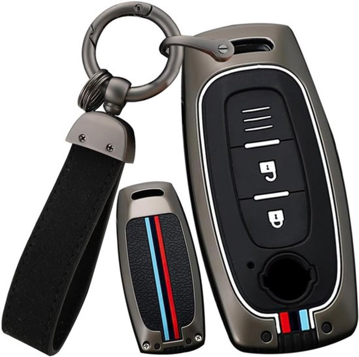 Beschermende Sleutelhanger voor Nissan X-Trail T32 T33 Qashqai J12 Ariya Altima Teana Juke 2022 2023 - Metaal Sleutelhoes voor 3 Sleutels, Zwart en Duurzaam