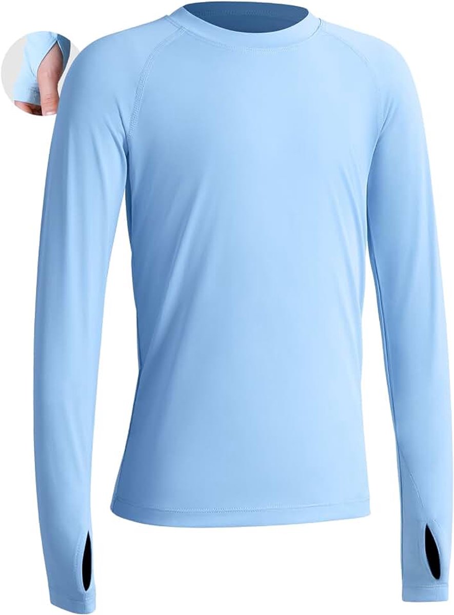 Sneldrogend uv-shirt met lange mouwen voor jongens met verkoelende en huidvriendelijke UPF 50+ als perfect Rashguard zwemshirt en zwemshirt voor outdoor, verpakking van 1 stuk (6-16 jaar)