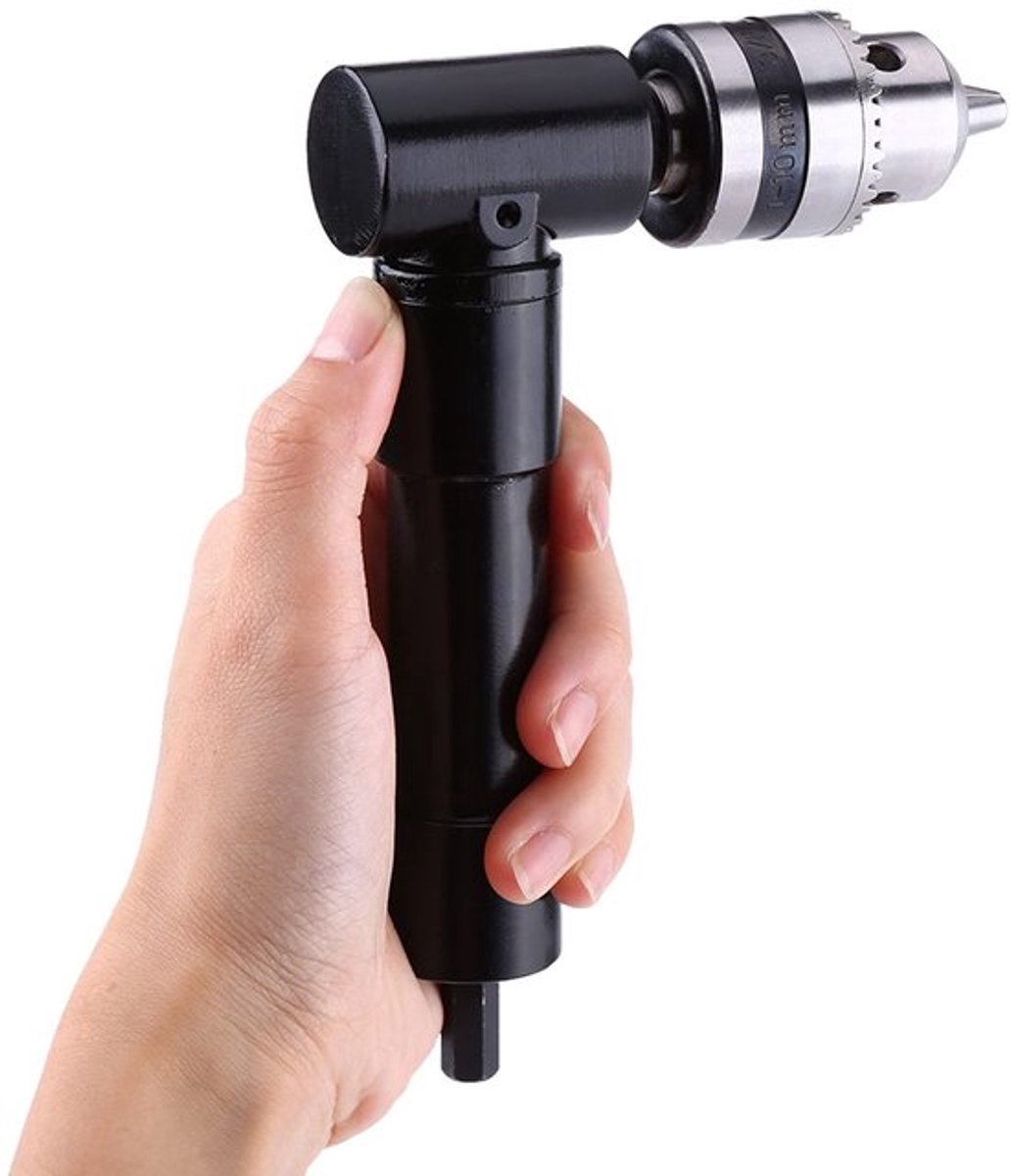 - 90° Haakse Boorkop Adapter - Boorverlenging - Zwart - Krappe Locaties - Elektrische Boor - 10mm Boorcapaciteit - Geschikt voor Hout en M