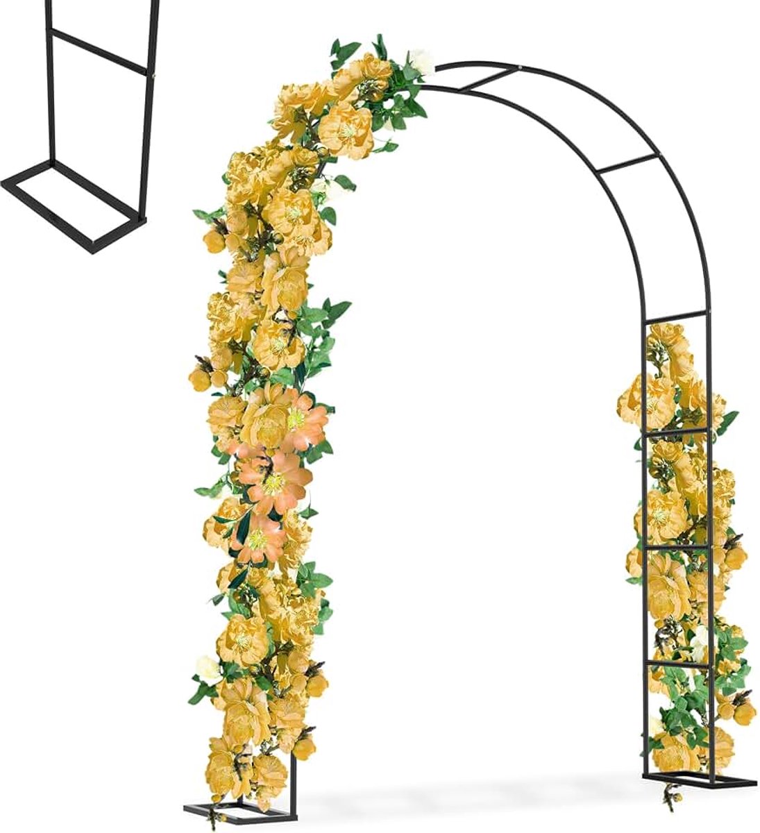 Torbogen Rankhulp, tuinboog van metaal, 192x38x240cm, Stabiele rozenboog met bodemplaten, rankhulp voor klimplanten, rankboog voor tuin, bruiloft & feesten, weerbestendig, zwart