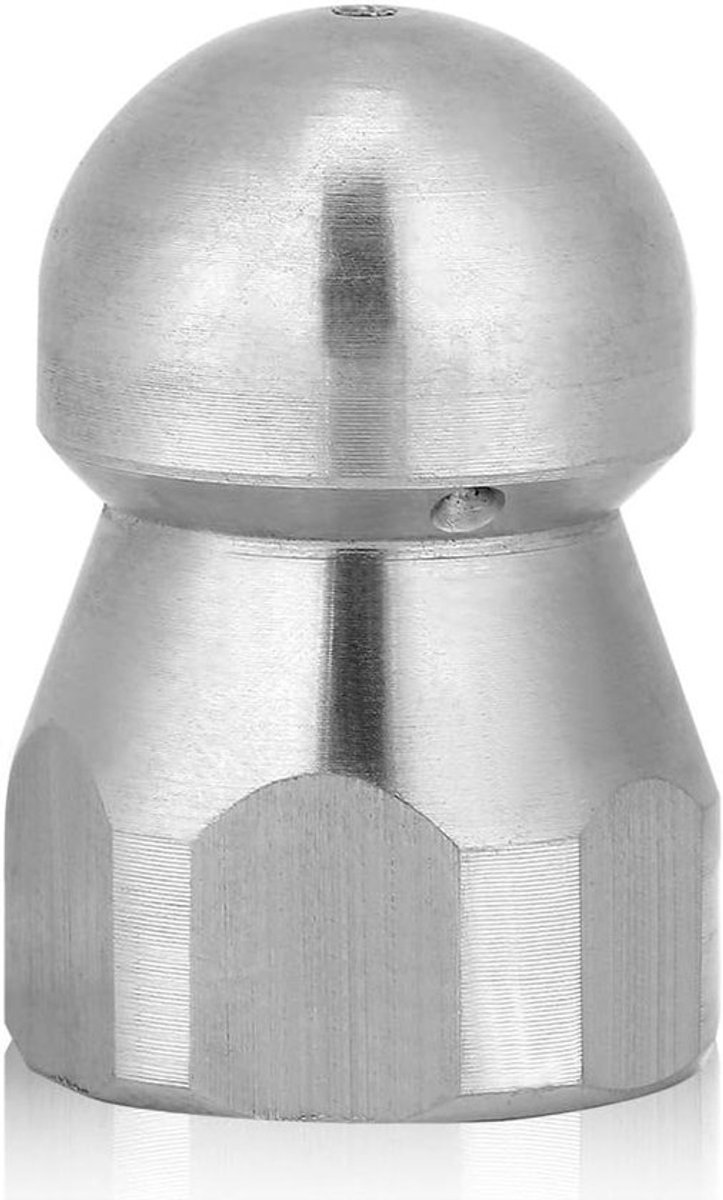 Roestvrijstalen Afvoer Reiniging Nozzle voor Hogedrukreiniger met 3/8" Riool Reiniging Pijp - Zilverkleurig - Effectieve Afvoerreiniging