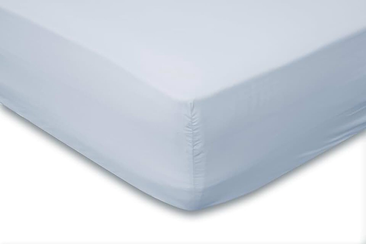 Hoeslaken Katoen Perkal 35cm Hoekhoogte - licht blauw 90x210/220cm