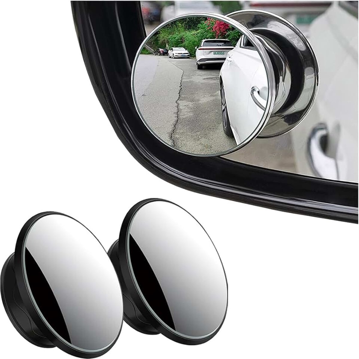 2 stuks dode hoekspiegels, begeleidende achteruitkijkspiegel, dode hoekspiegel voor auto, groothoek, 360, verstelbaar, achteruitkijkspiegel, extra hulpstuk voor dode hoek auto (zwart)