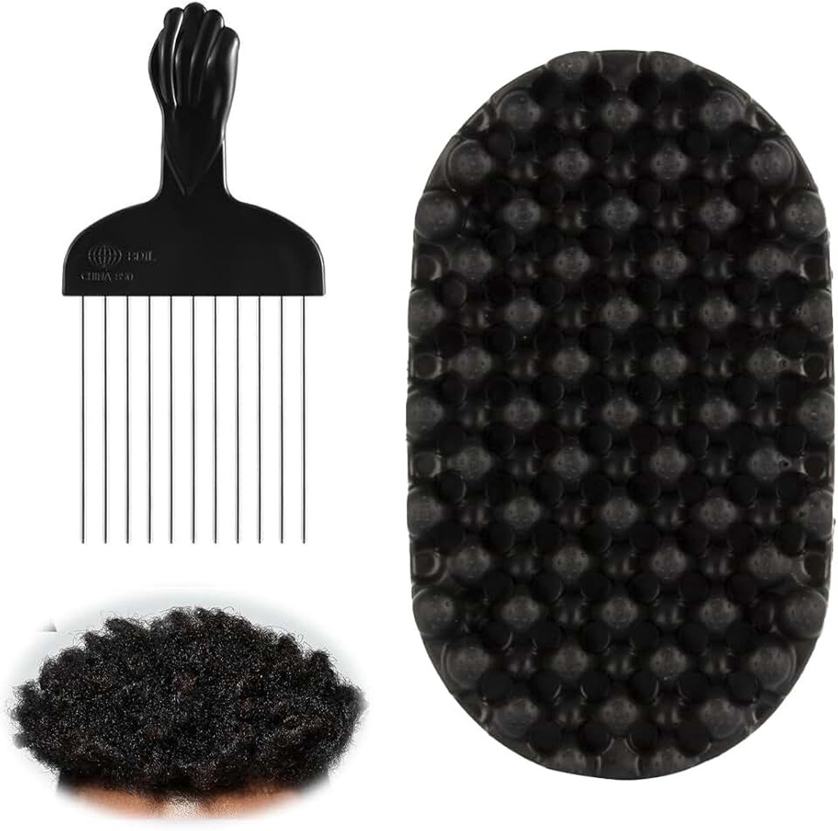 1 stuk haarborstel, krullende rubberen haarborstel, dreadlock twist styler borstel, wasbare afro haarspons, afro peddel voor gevlochten en krullend haar