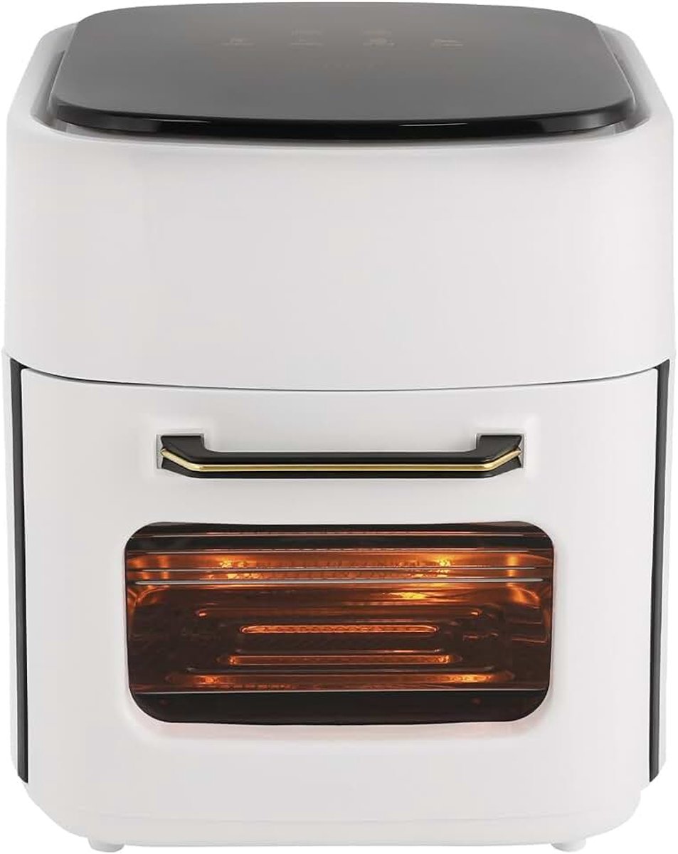15L mini-oven, heteluchtfriteuse, heteluchtfriteuse, 1400 W, met 3 accessoires, heteluchtfriteuse met digitaal led-display, airfryer zonder olie (wit)
