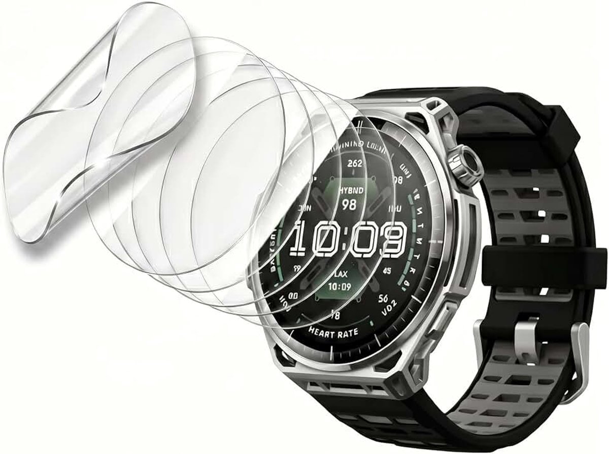 Displaybeschermfolie compatibel met Amazfit Balance Ultra, 6 stuks, krasbestendig, hydrogelfolie, randbescherming, luchtbelvrij, schokbestendig, transparant